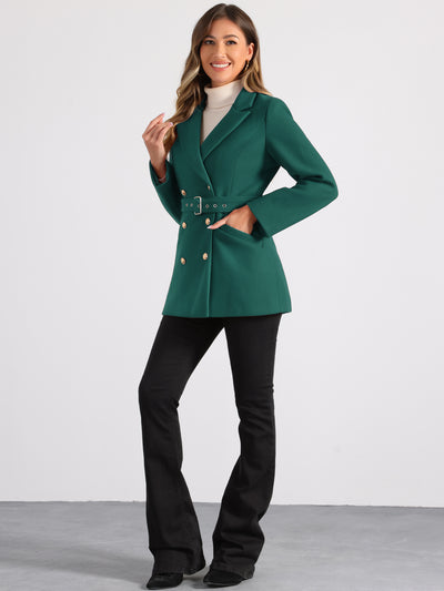 Double Breasted Coat Jacket Work Office Elegant Winter Lapel Blazer