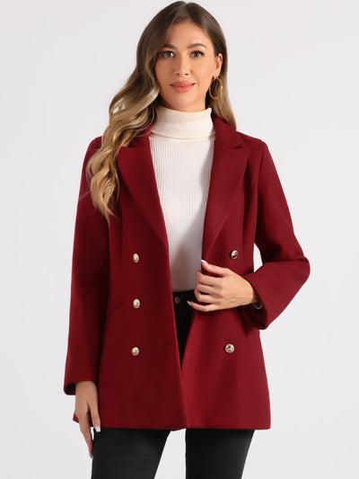 Double Breasted Coat Jacket Work Office Elegant Winter Lapel Blazer