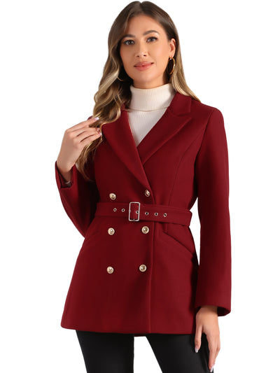 Double Breasted Coat Jacket Work Office Elegant Winter Lapel Blazer