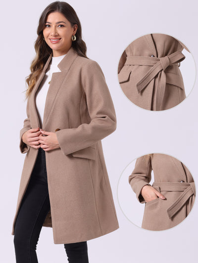 Belted Stand Collar Winter Fully Lined Belted Coats