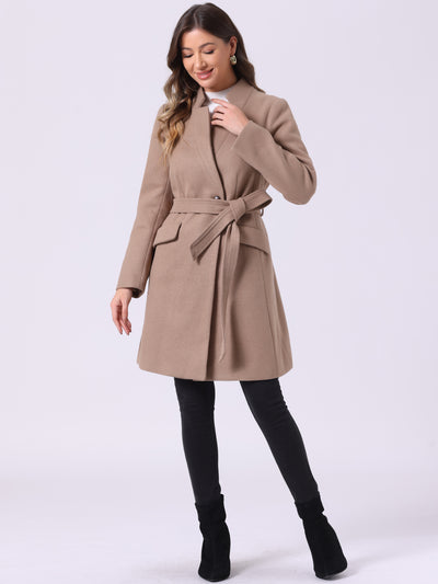 Belted Stand Collar Winter Fully Lined Belted Coats