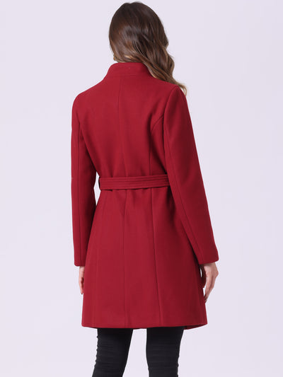 Belted Stand Collar Winter Fully Lined Belted Coats