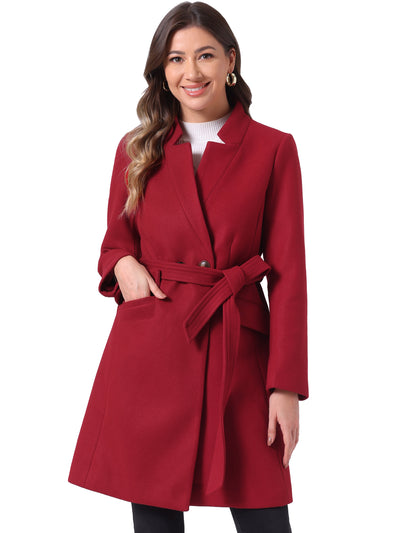 Belted Stand Collar Winter Fully Lined Belted Coats