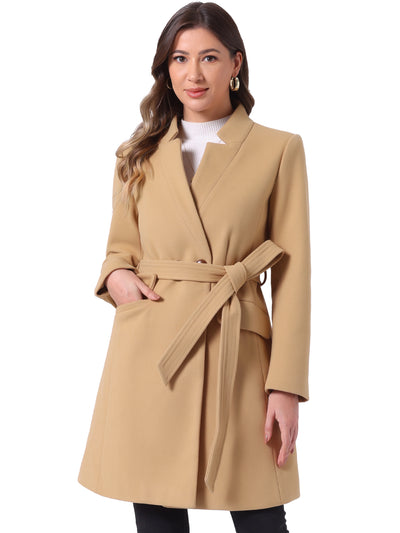 Belted Stand Collar Winter Fully Lined Belted Coats