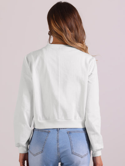 Button Down Biker Moto Bomber Cropped Jacket