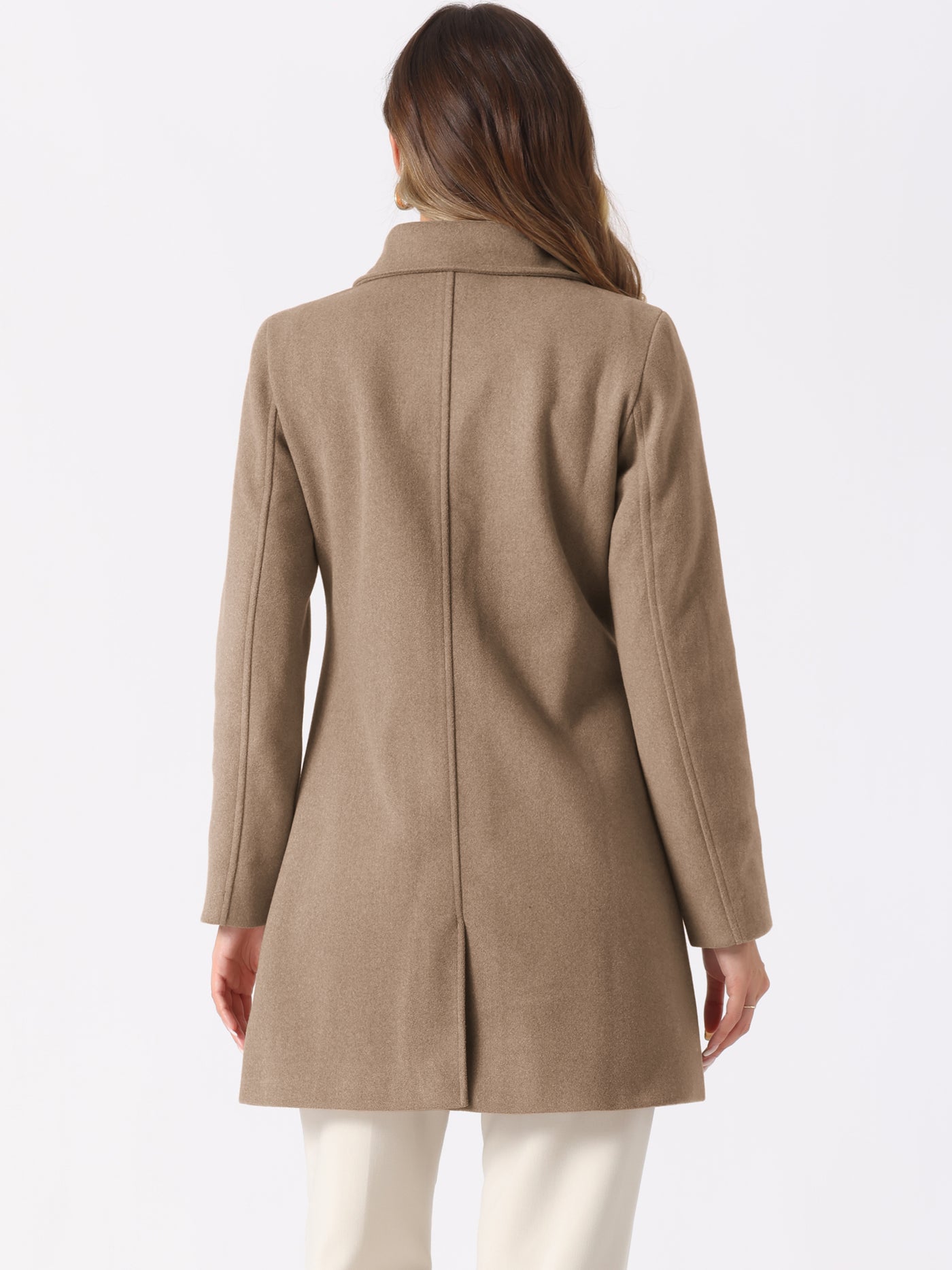 Allegra K Turn Down Collar Single Breasted Winter Outwear Trench Coat