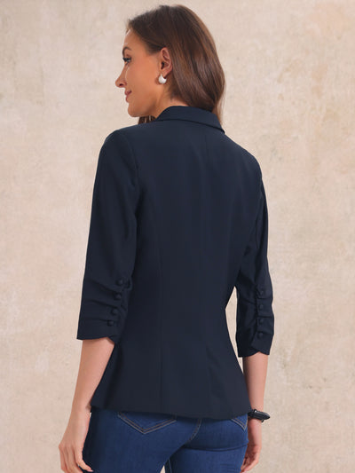 Work Office 3/4 Sleeve One Button Lapel Collar Blazer