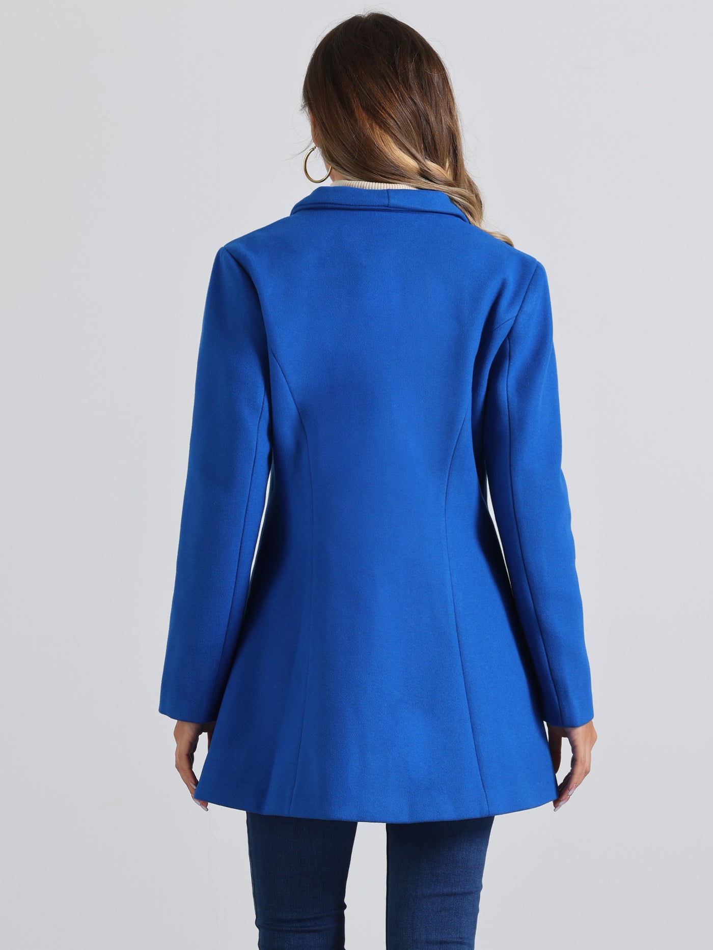 Allegra K Lapel Collar Buttoned Outerwear Elegant Work Winter Coat