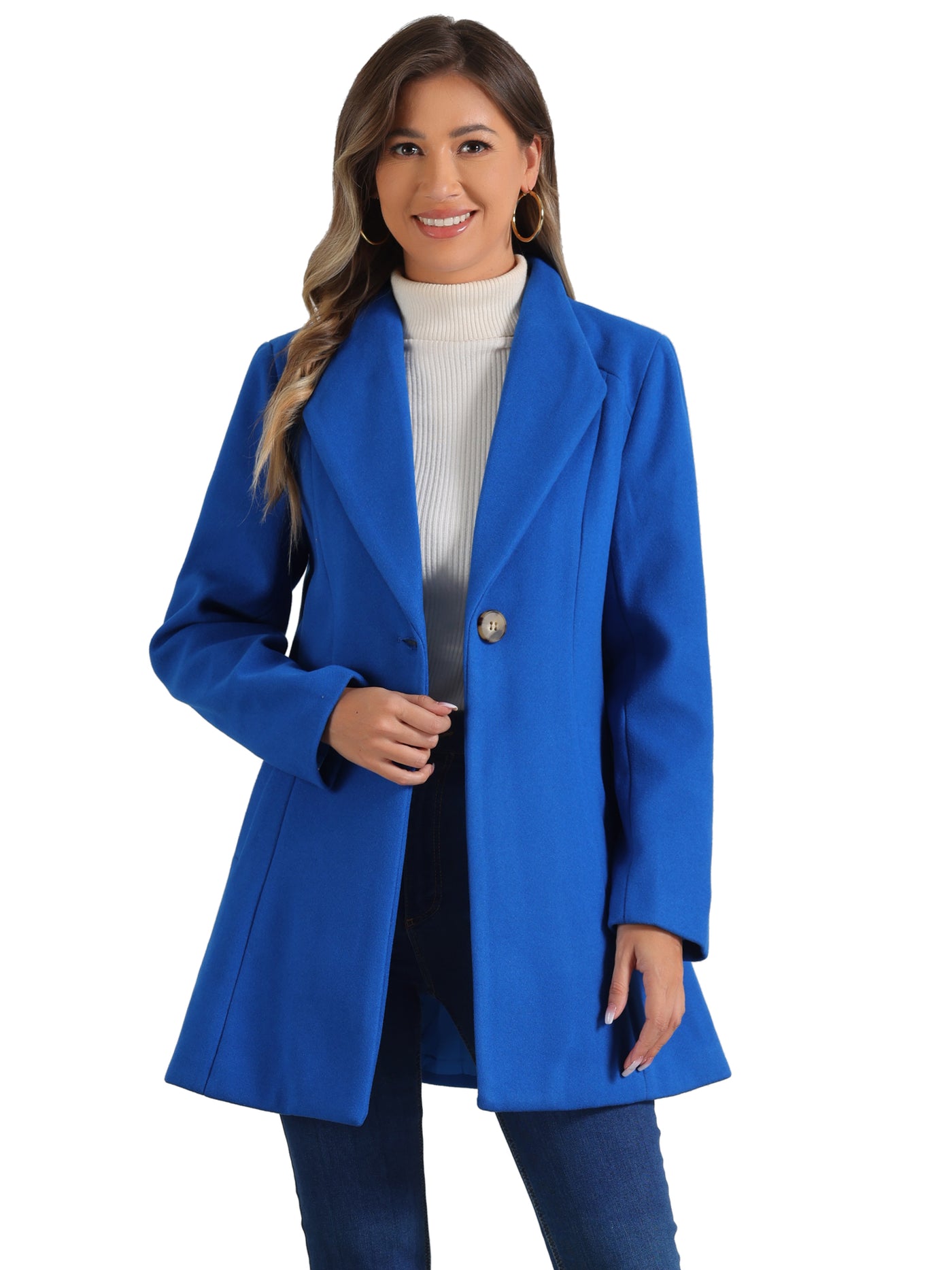 Allegra K Lapel Collar Buttoned Outerwear Elegant Work Winter Coat