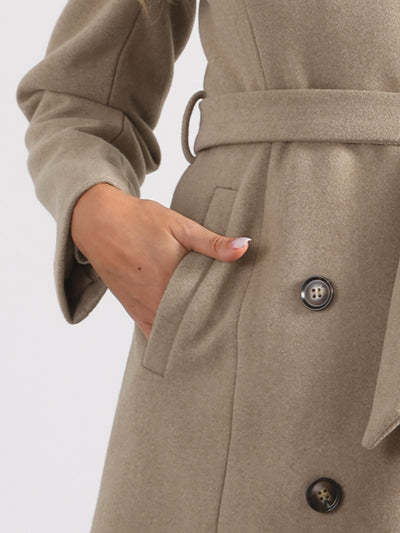 Lapel Double Breasted Slant Pocket Button Belted Pea Coats