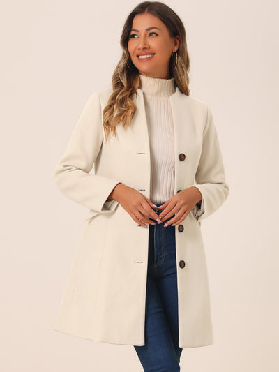 Elegant Winter Overcoat V Neck Single Breasted Long Coat