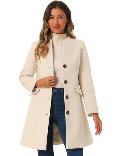 Elegant Winter Overcoat V Neck Single Breasted Long Coat