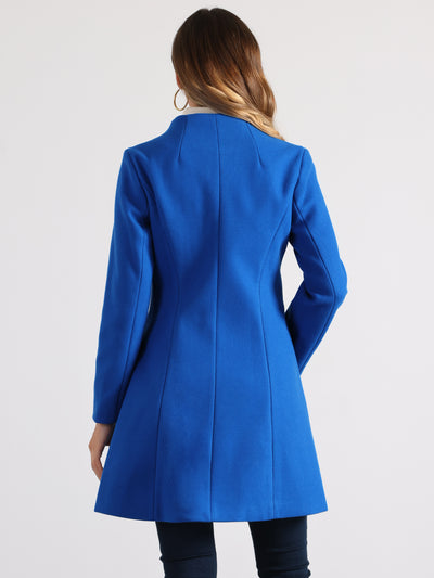 Elegant Winter Overcoat V Neck Single Breasted Long Coat