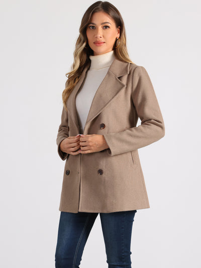 Long Sleeve Double Breasted Button Winter Outerwear Pea Coat