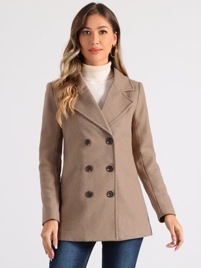 Long Sleeve Double Breasted Button Winter Outerwear Pea Coat