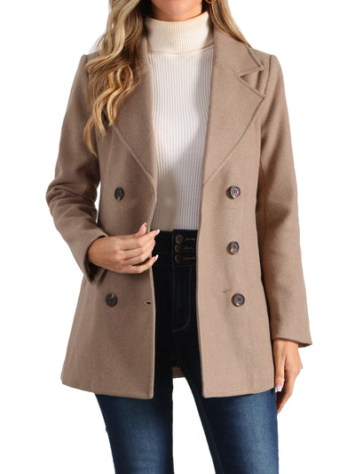 Long Sleeve Double Breasted Button Winter Outerwear Pea Coat