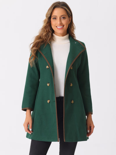 Double-breasted Long Belted Stand Collar Winter Pea Coat