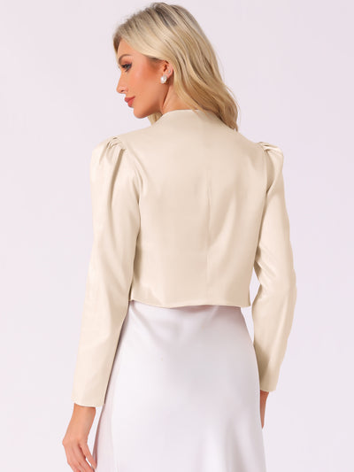 Long Sleeve Satin Open Front Bolero Shrug Cropped Jacket