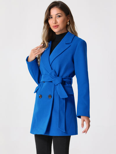 Notch Lapel Belted Mid Long Outwear Winter Coat