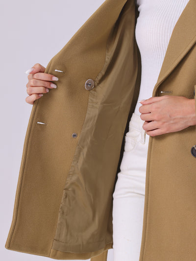 Notch Lapel Belted Mid Long Outwear Winter Coat