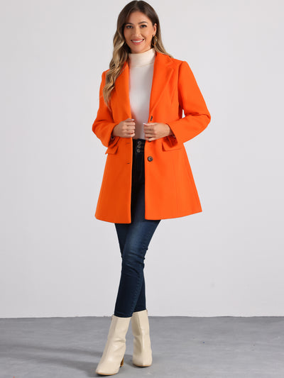 Notched Lapel Single Breasted Winter Outwear Long Coat