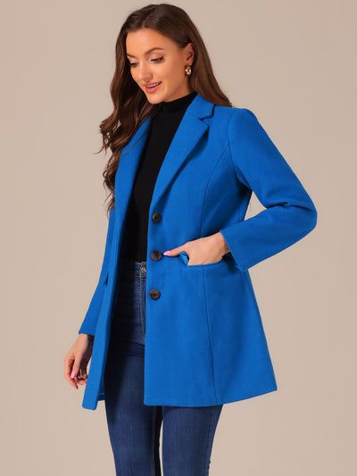 Notched Lapel Single Breasted Winter Outwear Long Coat