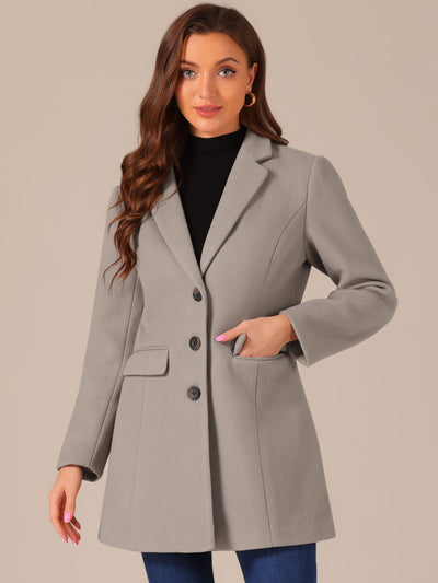 Notched Lapel Single Breasted Winter Outwear Long Coat