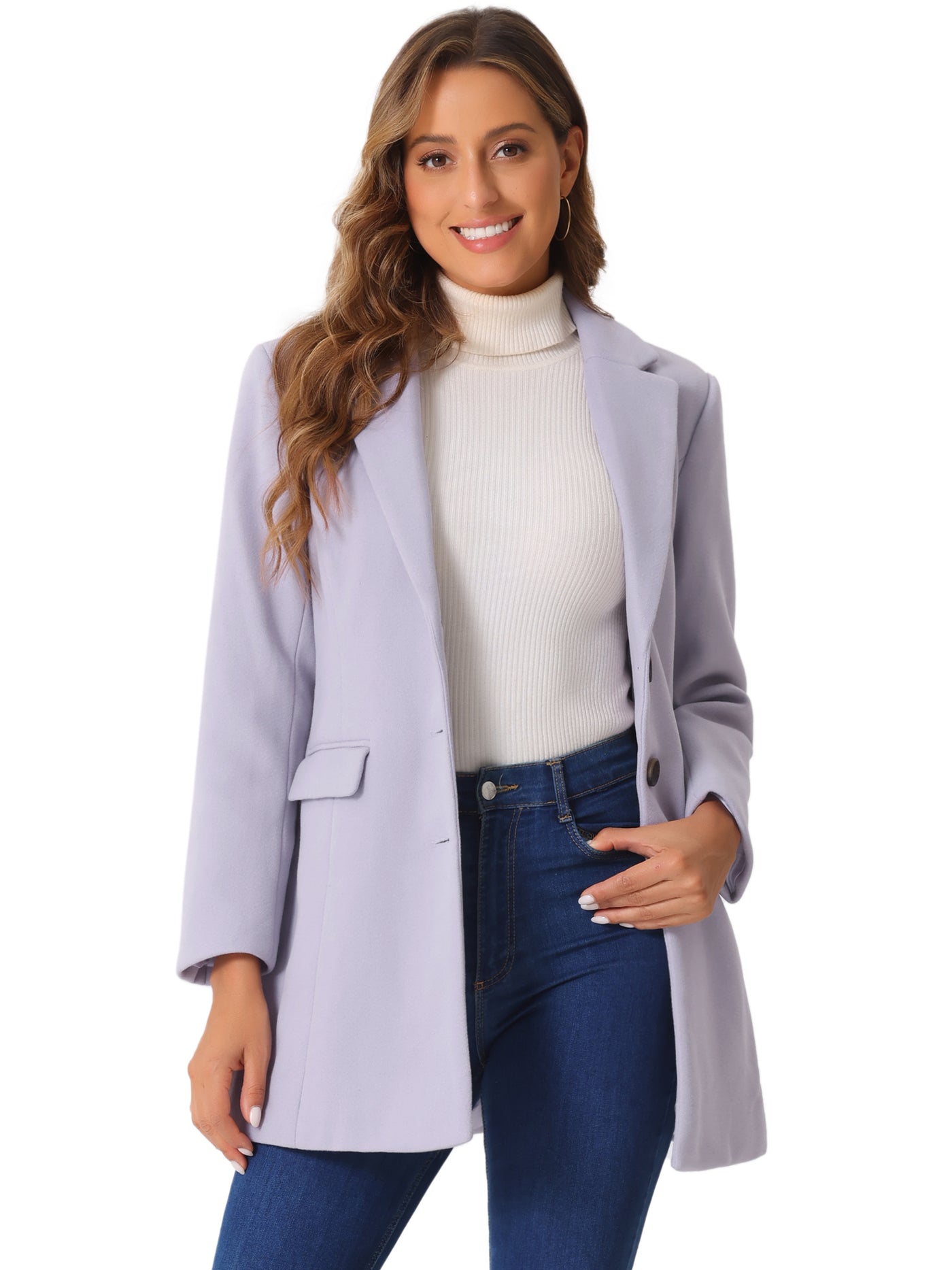 Allegra K Notched Lapel Single Breasted Winter Outwear Long Coat