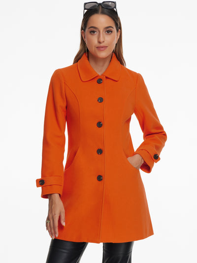 Winter Peter Pan Collar Mid-thigh A-line Single Breasted Pea Coat