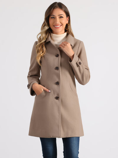 Winter Peter Pan Collar Mid-thigh A-line Single Breasted Pea Coat