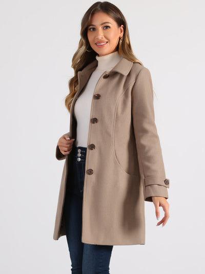 Winter Peter Pan Collar Mid-thigh A-line Single Breasted Pea Coat