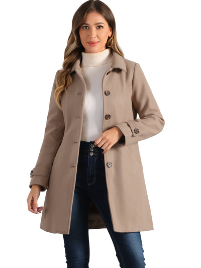 Winter Peter Pan Collar Mid-thigh A-line Single Breasted Pea Coat