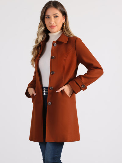 Winter Peter Pan Collar Mid-thigh A-line Single Breasted Pea Coat