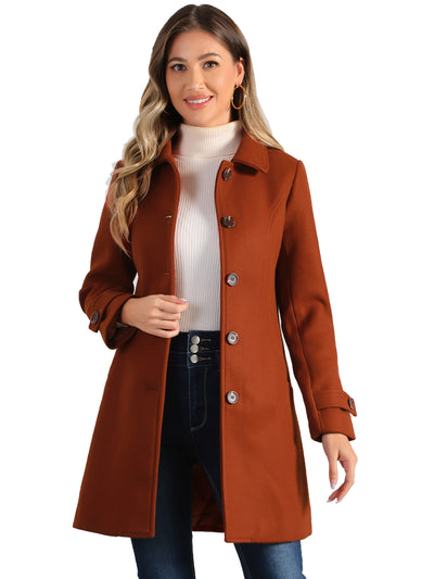 Winter Peter Pan Collar Mid-thigh A-line Single Breasted Pea Coat