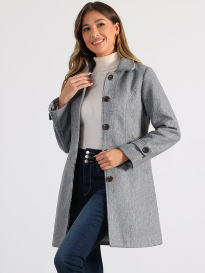 Winter Peter Pan Collar Mid-thigh A-line Single Breasted Pea Coat