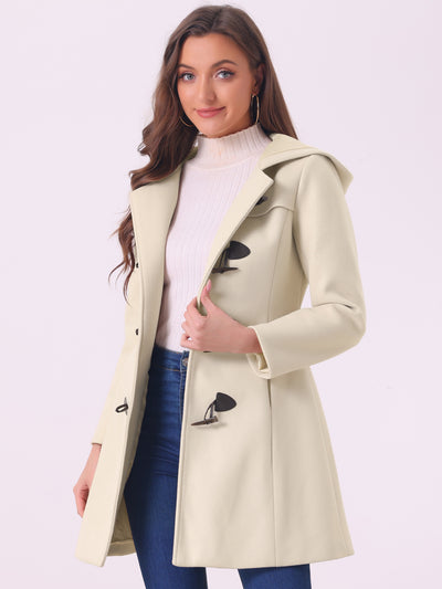 Hooded Toggle Button Up Duffle Coat Winter Outwear