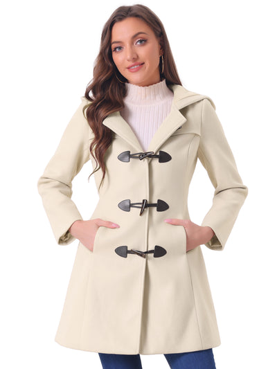 Hooded Toggle Button Up Duffle Coat Winter Outwear