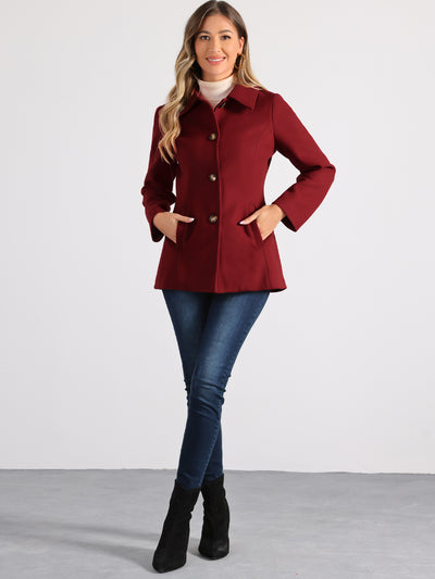 Work Office Winter Overcoat Single Breasted Point Collar Pea Coat