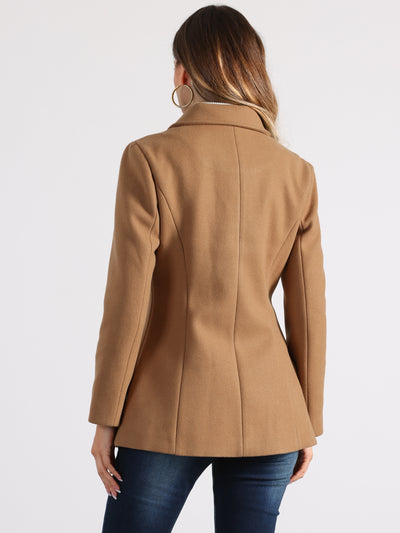 Work Office Winter Overcoat Single Breasted Point Collar Pea Coat