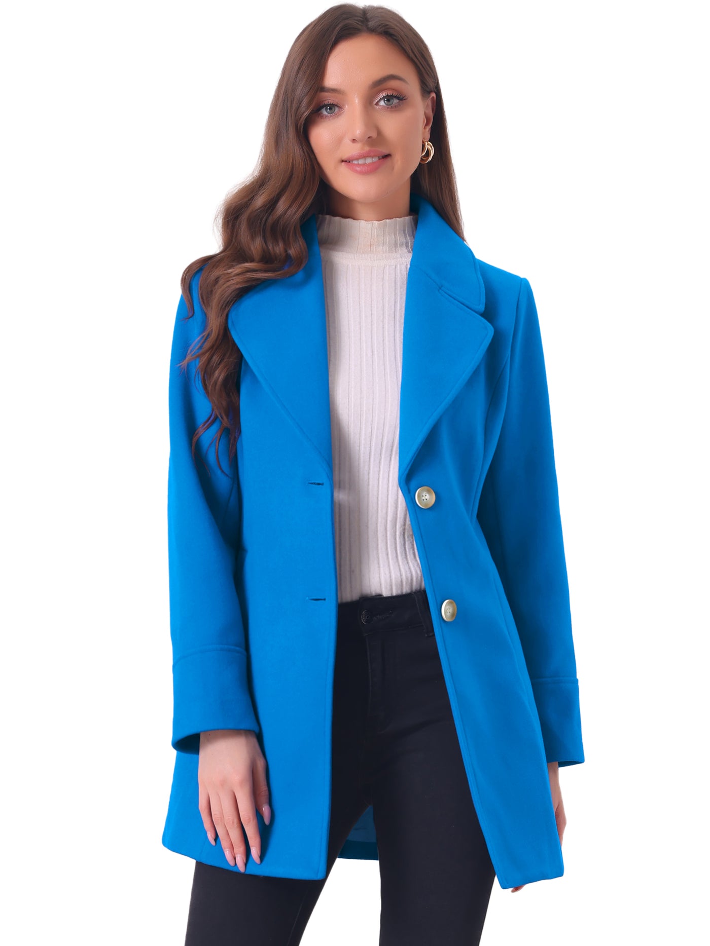 Allegra K Elegant Notched Shawl Collar Single Breasted Winter Long Coat