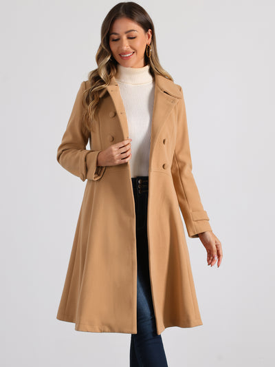 Winter Overcoat Collared A Line Double Breasted Long Coat