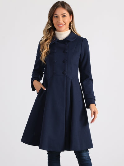 Winter Overcoat Collared A Line Double Breasted Long Coat