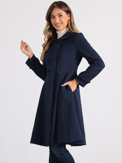 Winter Overcoat Collared A Line Double Breasted Long Coat