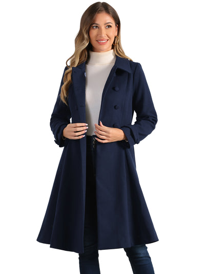 Winter Overcoat Collared A Line Double Breasted Long Coat