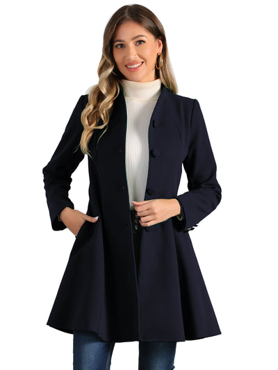 Single Breasted Long Sleeve Mid-Long Winter A Line Pea Coat