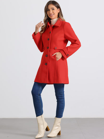 Winter Classic Outwear Overcoat with Pockets Single Breasted Coat