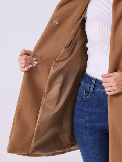 Mid-thigh Stand Collar Single Breasted Long Coat