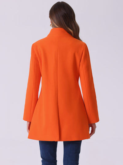 Mid-thigh Stand Collar Single Breasted Long Coat