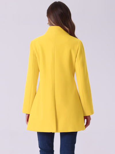 Mid-thigh Stand Collar Single Breasted Long Coat