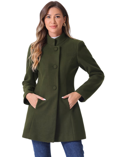 Mid-thigh Stand Collar Single Breasted Long Coat